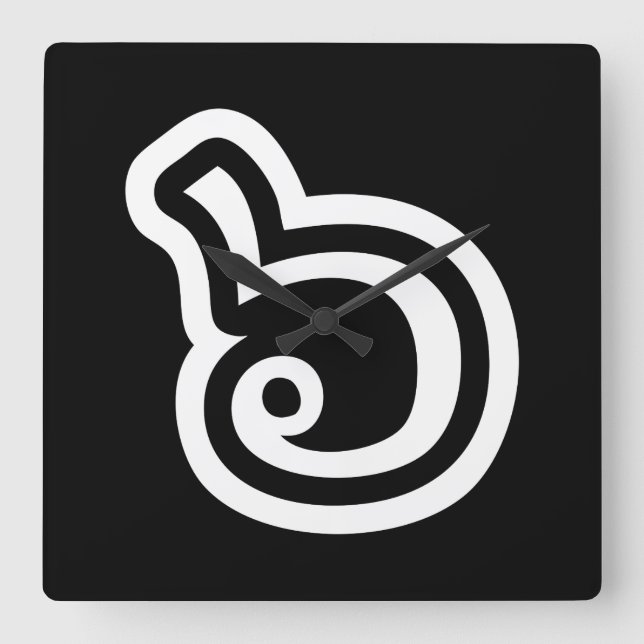 Relógio Quadrado Língua Tailandesa Número 6 / Seis / ๖ (Ho/Hok) (Frente)