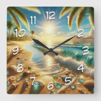 Linha costeira mágica com ondas azuis e vidro mari