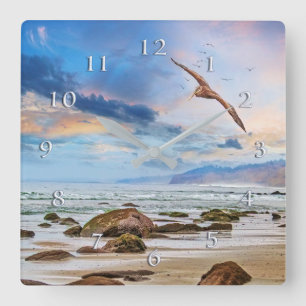 Relógio Quadrado Linha do litoral do Pelicano Patrol