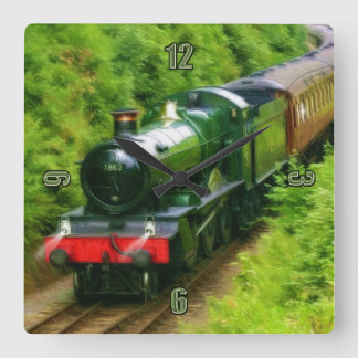 Relógio Quadrado Linha ferroviária britânica "Steam Train Art V"