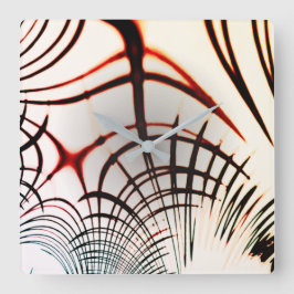 Relógio Quadrado Linhas cruzadas de cores variadas em fundo claro