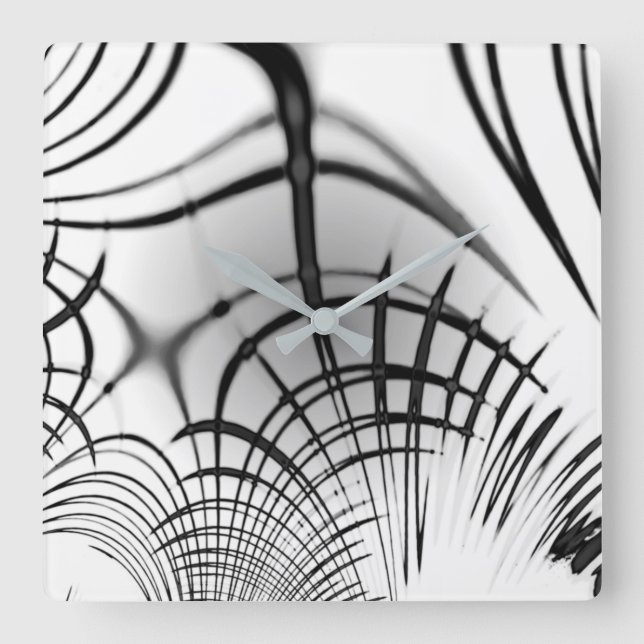 Relógio Quadrado Linhas de cinza cruzadas nos lembram desenhos de g (Frente)