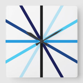 Relógio Quadrado Linhas de Gradação Azul Geométrica Minimalista Mod