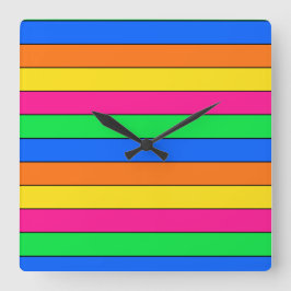RELÓGIO QUADRADO LINHAS DE LARANJA AMARELO BRIGHT NEON FLUORO COLOR
