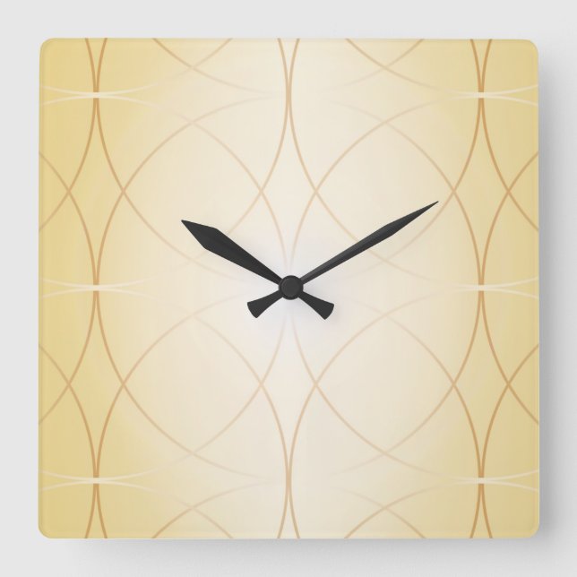 Relógio Quadrado linhas de ouro (Frente)