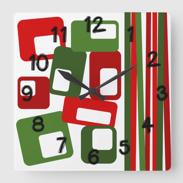Relógio Quadrado Linhas e Retângulos (Frente)