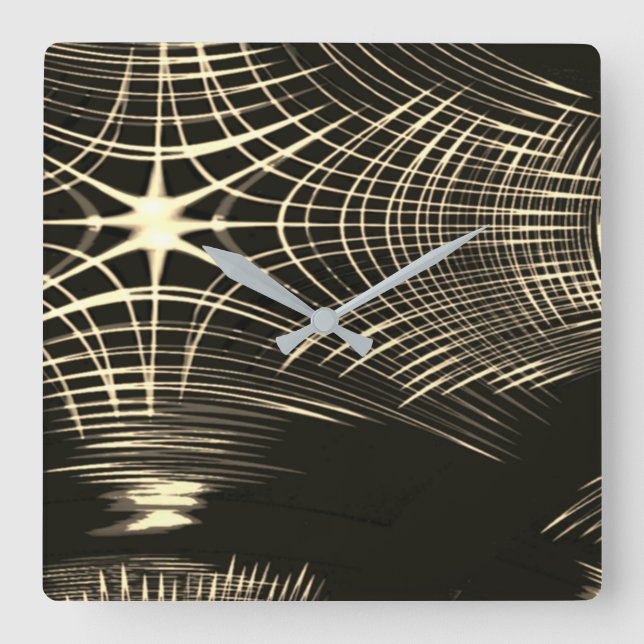 Relógio Quadrado Linhas khaki cruzadas que são repetidas na onda (Frente)