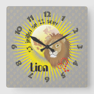 Relógio Quadrado Lion 23 juillet au 22 août Horloge