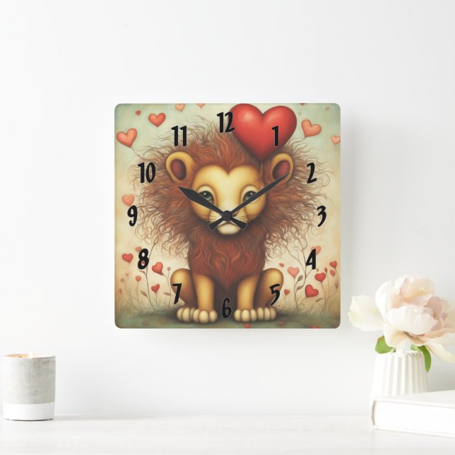 Relógio Quadrado Lion Love 1 (Lar)