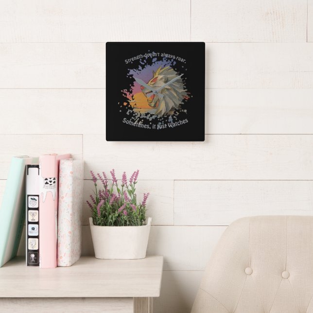 Relógio Quadrado Lion Papercut Square Wall Clock (Sala de leitura)