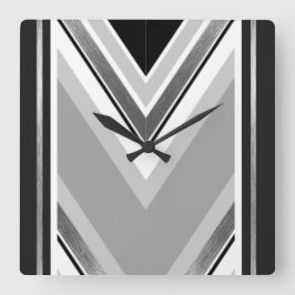Relógio Quadrado Listrado metálico diagonal preto, cinzento, e