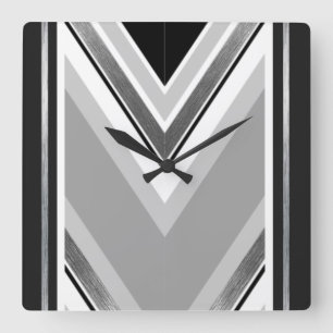 Relógio Quadrado Listrado metálico diagonal preto, cinzento, e