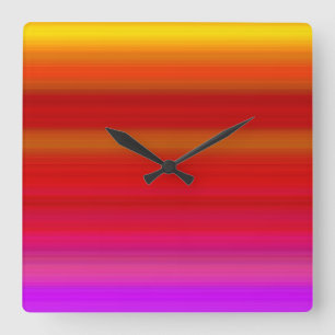 Relógio Quadrado Listras Multicoloridas Abstratas
