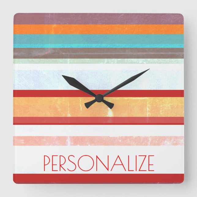 Relógio Quadrado Listras Personalizadas (Frente)