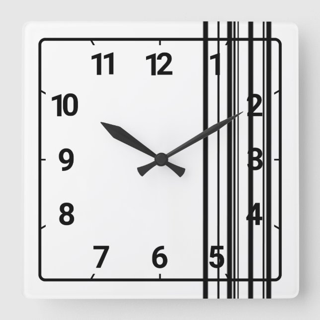 Relógio Quadrado Listras pretas (Frente)