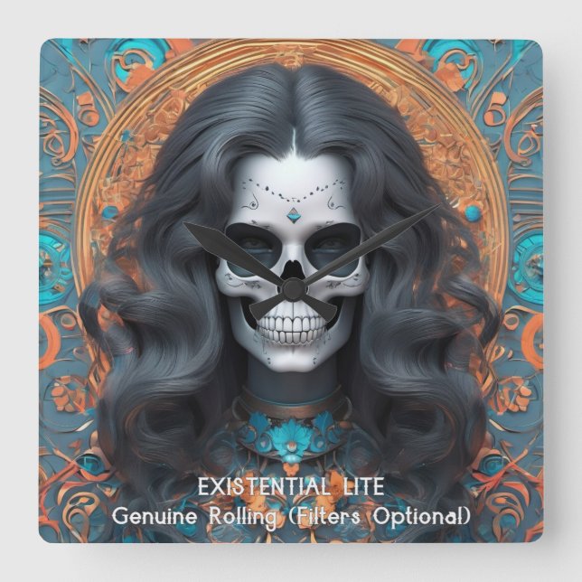 Relógio Quadrado LITE EXISTENCIAL Memento Mori Femme Crânio (Frente)