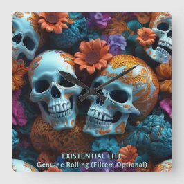 Relógio Quadrado LITE EXISTENCIAL Memento Mori Lovers Skulls