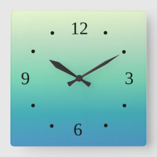 Relógio Quadrado Litoral Mínimo Verde Azul