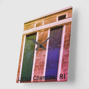 Relógio Quadrado Little Compton, RI Summer Beach Cabanas (LC)