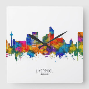 Relógio Quadrado Liverpool England Skyline
