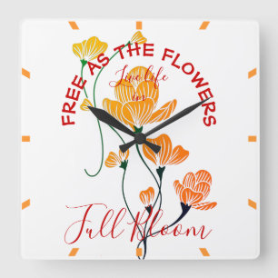Relógio Quadrado Livre como as Flores Folhas de Ginkgo Laranja Amar
