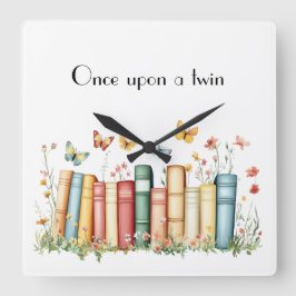 Relógio Quadrado Livros e Flores