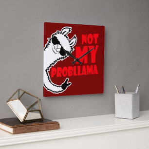 Relógio Quadrado Llama Não é Meu Probllama Sinal de Paz Óculos de S