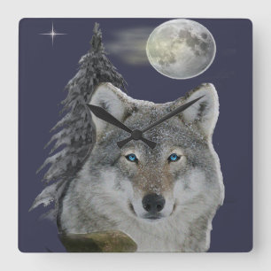 Relógio Quadrado lobo