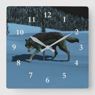 Relógio Quadrado Lobo de Inverno - Tapetum Lucidum