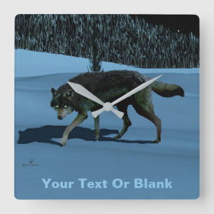 Relógio Quadrado Lobo do inverno - Tapetum Lucidum