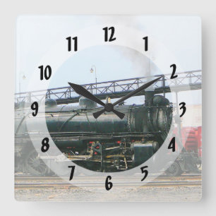 Relógio Quadrado Locomotiva de vapor