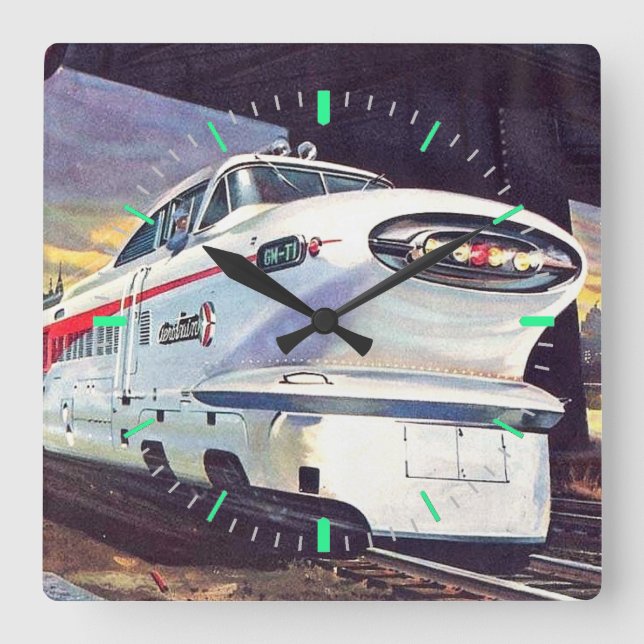 Relógio Quadrado Locomotiva Diesel (Frente)