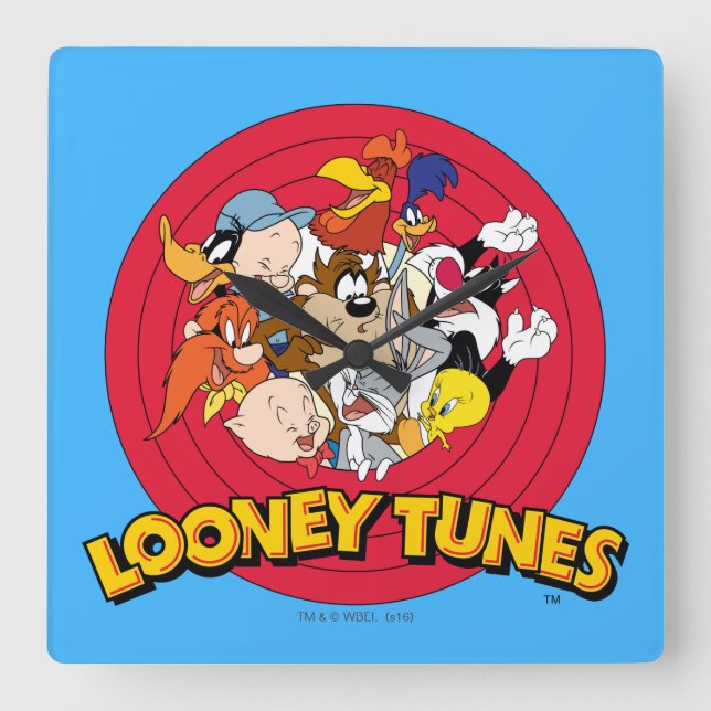 Relógio Quadrado Logotipo de caractere LOONEY TUNES™ (Frente)