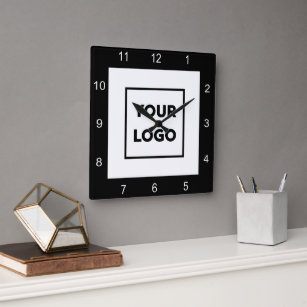 Relógio Quadrado Logotipo de empresa personalizado moderno preto br