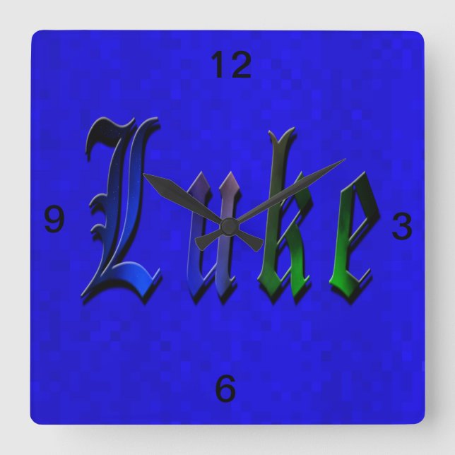 Relógio Quadrado Logotipo do Luke Name (Frente)