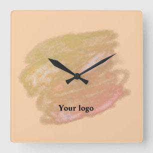 Relógio Quadrado Logotipo personalizado simples e elegante aqui era