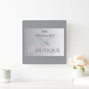 Relógio Quadrado Loja de Boutique Elegante Negócios Folha Preço e T
