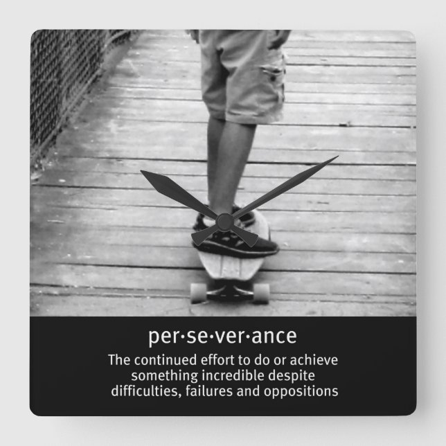 Relógio Quadrado Longboard Perseverance (Frente)