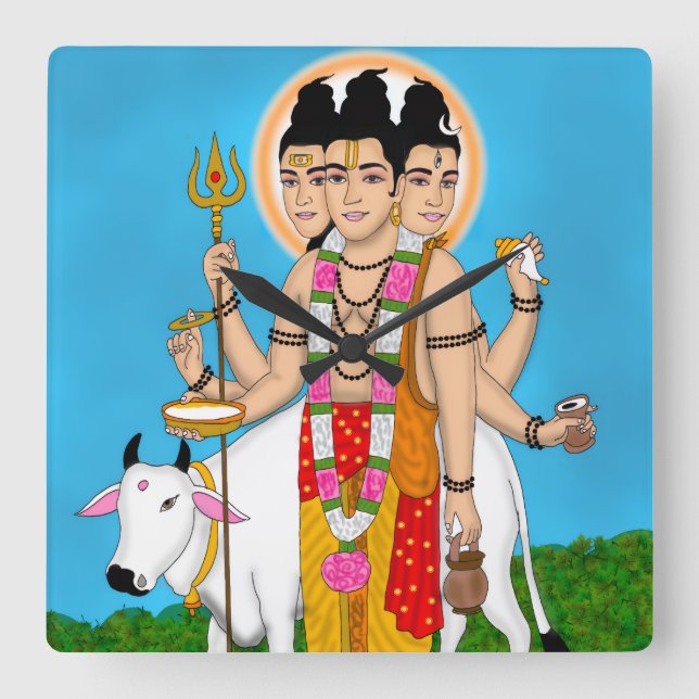 Relógio Quadrado Lord Dattatreya Clock (Frente)