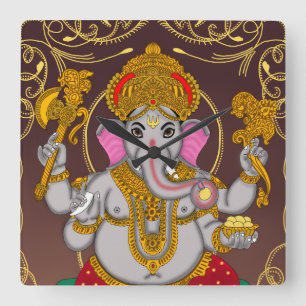 Relógio Quadrado Lord Ganesha Clock