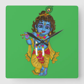 Relógio Quadrado Lord Krishna Wall Clock 