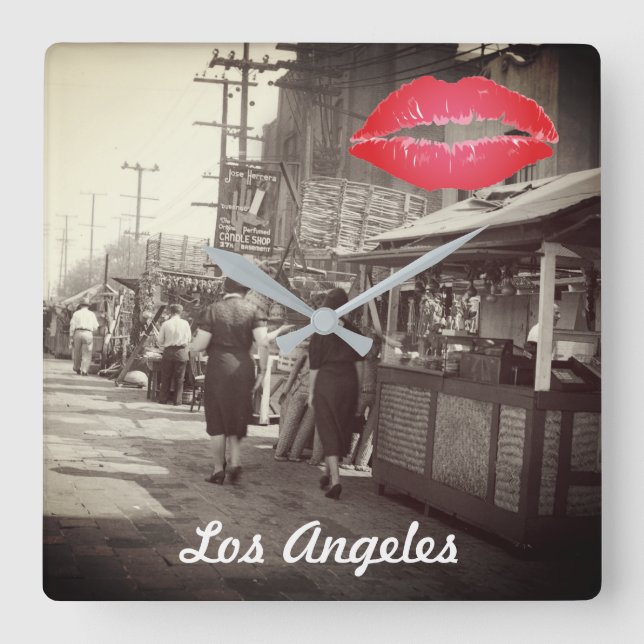 Relógio Quadrado Los Angles California 1935 Olivera Street Foto (Frente)