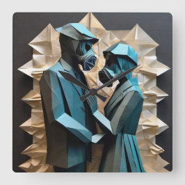 Relógio Quadrado LOVE AND RESISTÊNCIA Origami 3