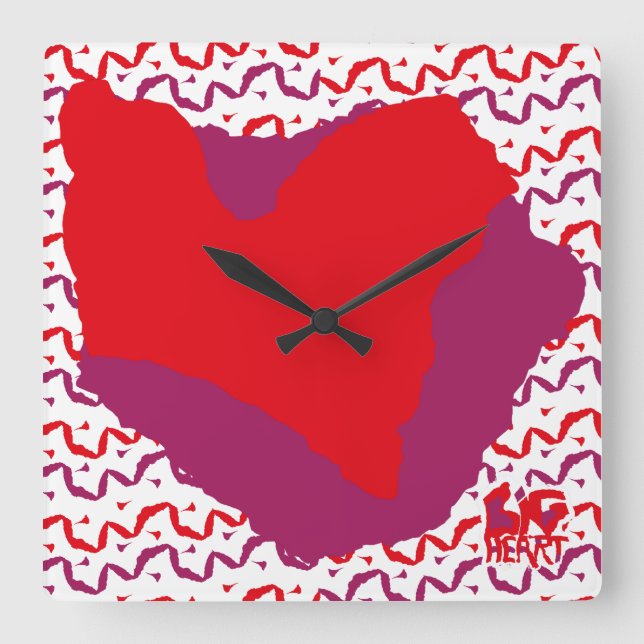 Relógio Quadrado Love.Big heart/Corazon Grande love by Masanser pix (Frente)