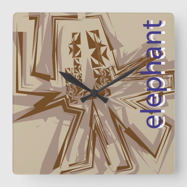 Relógio Quadrado LOVE GEOMESKY ANIMALS elephant BY MASANSER (Frente)