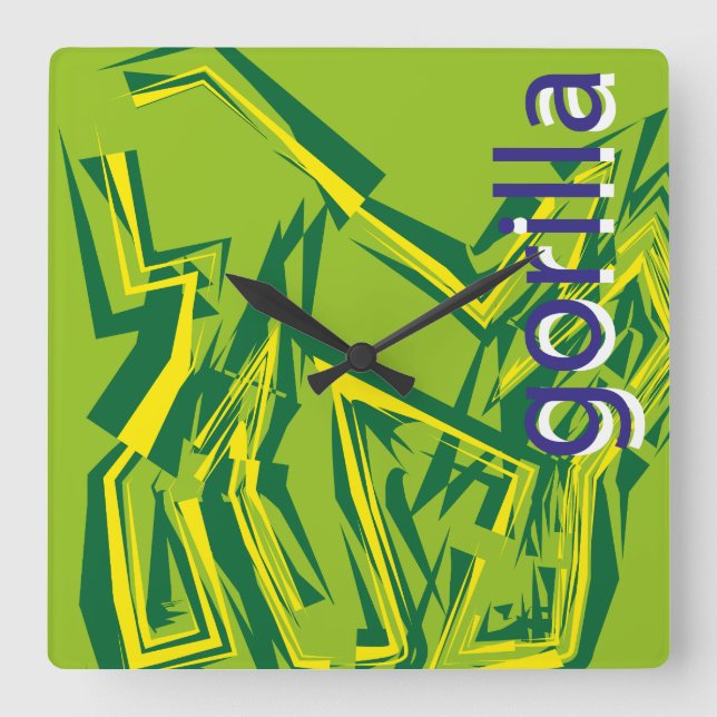 Relógio Quadrado LOVE GEOMESKY ANIMALS gorilla BY MASANSER (Frente)