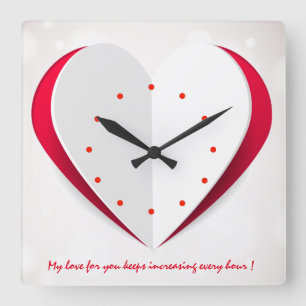 Relógio Quadrado Love Time Book Heart Shall Clock