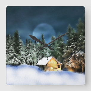 Relógio Quadrado Lua cheia de cabine de registro russo