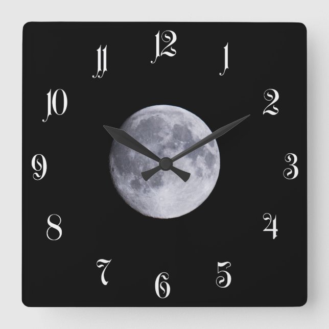 Relógio Quadrado Lua Cheio (Frente)