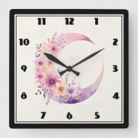 Lua de Crescente Rosa com Flores Bonito